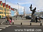 Vagsbotnur with the Nólsoyar Pall Monument, Tórshavn