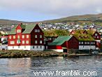 Tinganes - Faroese parliament buildings, some with grass roofs.